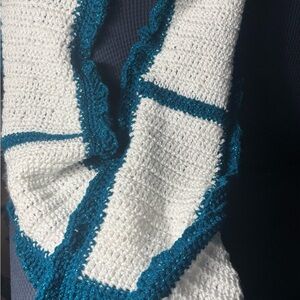 Elegant White and Teal Scarf
